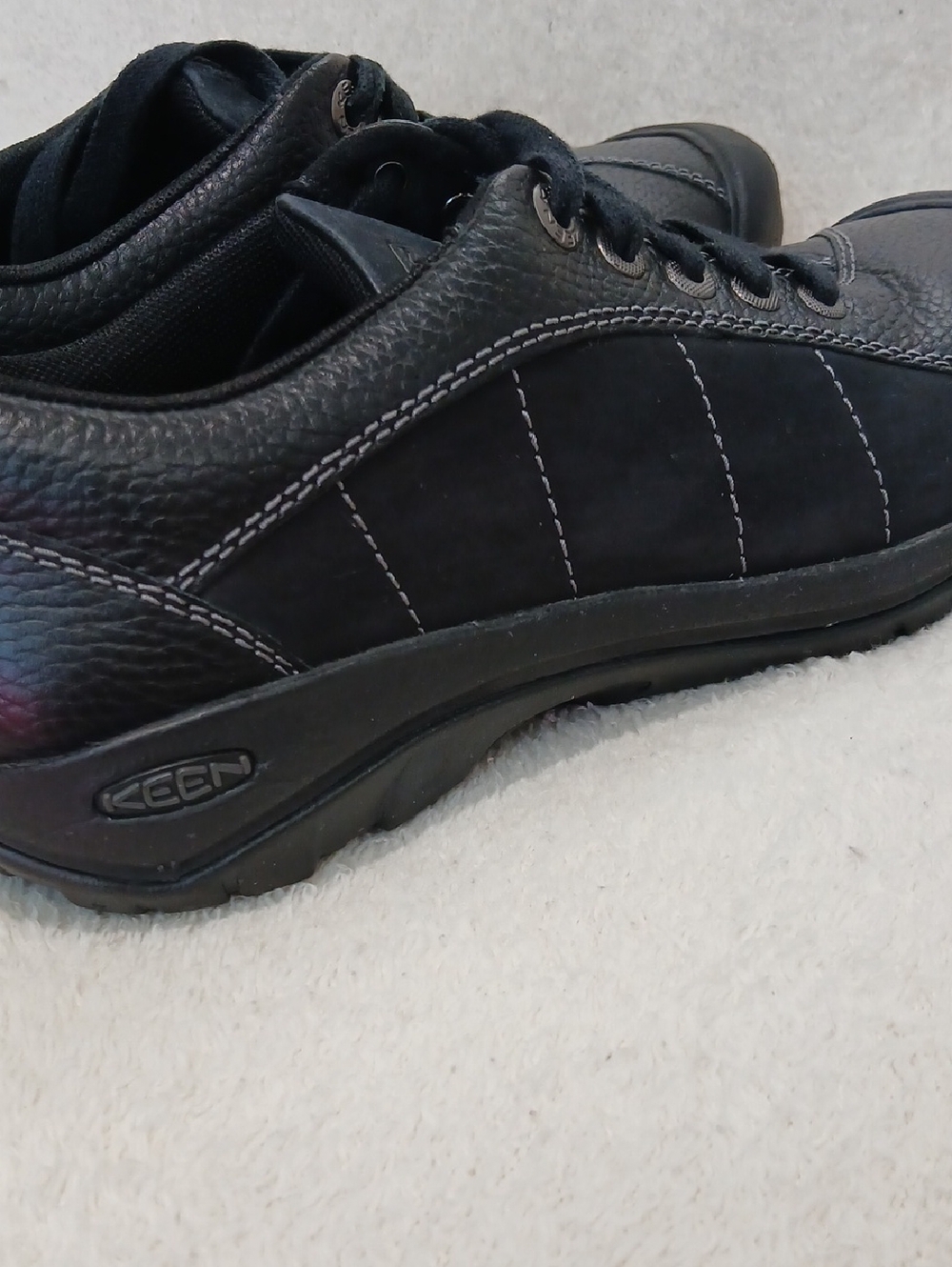 Women's Keen Presidio Black Leather Lace-Up Walking Shoes Sz 7.5 - Picture 3 of 9
